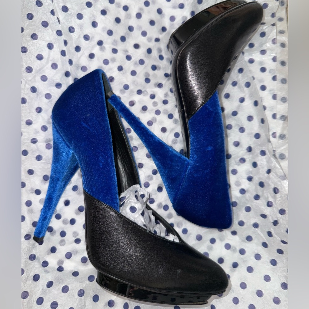 Alexander McQueen Velvet and Leather Heels